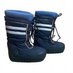 Vintage Blue Beige Nylon Moon Boots Made in Korea Womens Size 5 6